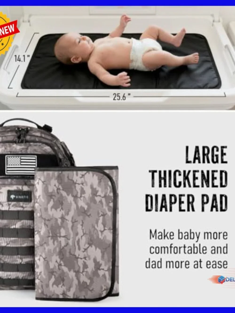 Large Capacity Tactical Diaper Backpack with Insulated Pockets and Changing Mat
